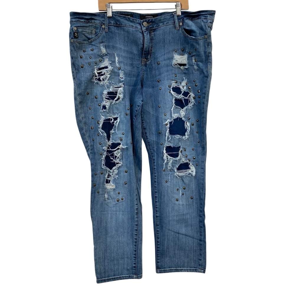 Torrid Boyfriend Jeans size 24 Studded Ripped Destroyed